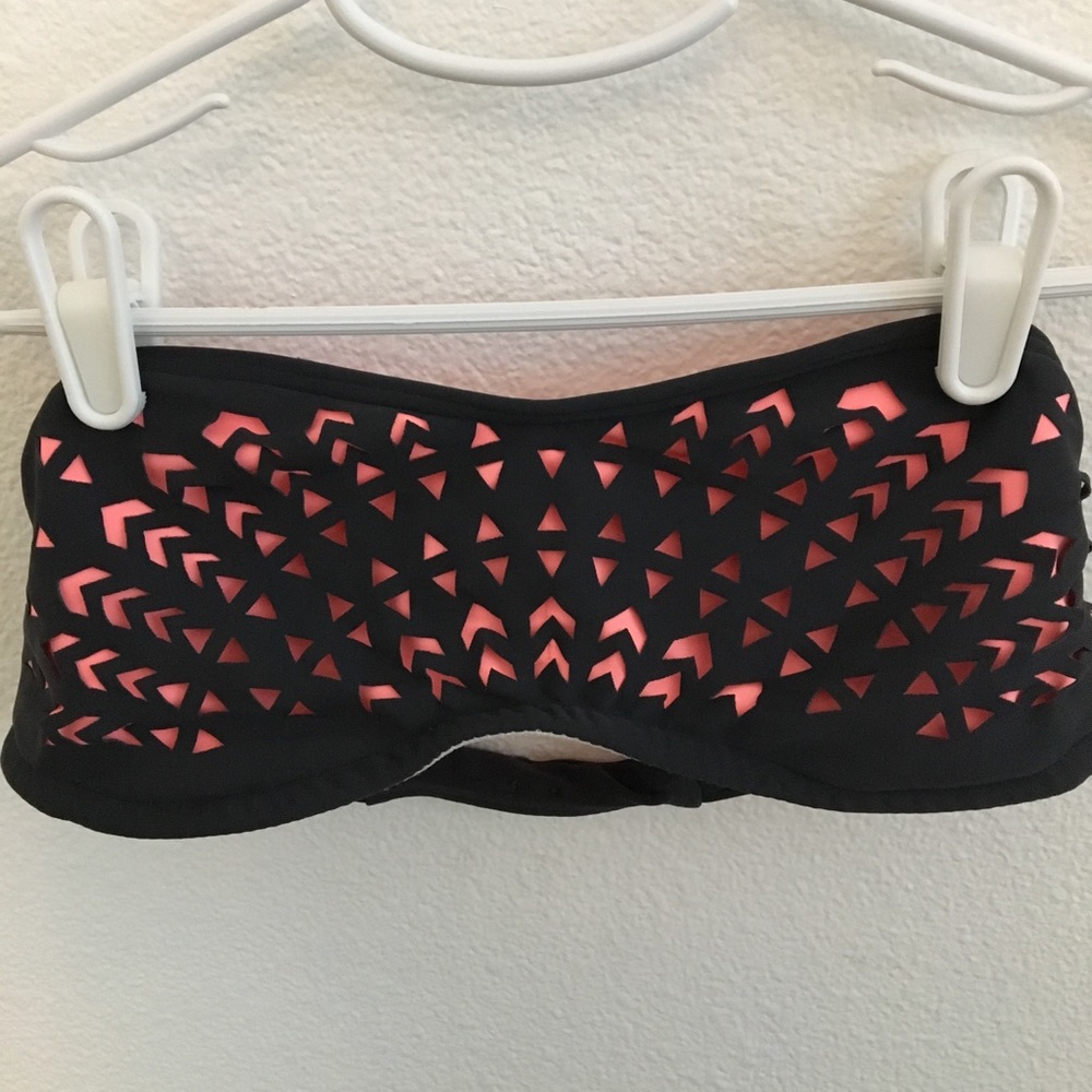 Ripcurl pink and black bandeau Bikini top